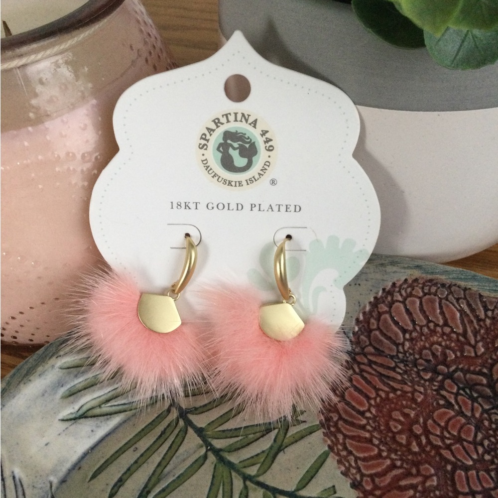 Spartina 449 Pink Fur Gold Plated Earrings